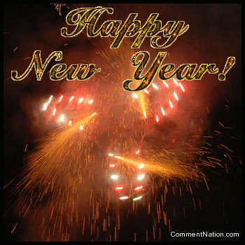 Happy New Year Fireworks MySpace Glitter Graphic Comment