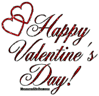 Happy Valentine's Day Red Glitter Script With Hearts MySpace Glitter ...