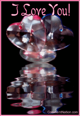 Click to get the codes for this image. This beautiful graphic shows a photo of two chrystal hearts reflected in an animated pool. The comment reads: I Love You!