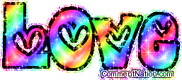 Click to get the codes for this image. Love Rainbow Hearts Glitter Text, Love Glitter Graphic Comment and Codes for MySpace, Friendster, Xanga, Hi5, Piczo or any other blog!