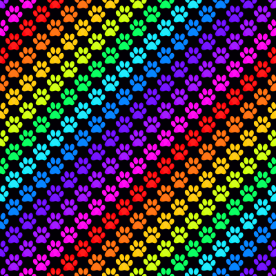 Rainbow Pawprints Seamless Background On Black Background Or Wallpaper