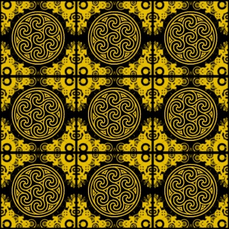 Click to get the codes for this image. Gold Ornate Circles And Squares On Black, Ornate, Yellow, Circles Background Wallpaper Image or texture free for any profile, webpage, phone, or desktop