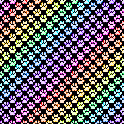 Click to get the codes for this image. Pastel Rainbow Pawprints Seamless Background On Black, Paw Prints, Rainbow Background Wallpaper Image or texture free for any profile, webpage, phone, or desktop