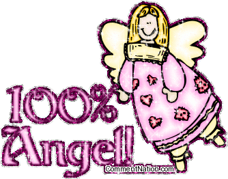 Click to get the codes for this image. This cute glitter graphic shows a smiling child-like angel with the comment: "100% angel". Perfect for all of the angels in your life!