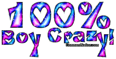 Click to get the codes for this image. 100 Percent Boy Crazy Pink And Blue Glitter Text With Hearts, 100 Percent, Girly Stuff, Words Image Comment, Graphic or Meme for posting on FaceBook, Twitter or any blog!