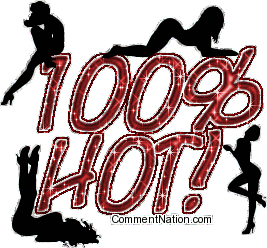 Click to get the codes for this image. This sexy glitter graphic has four sexy silhouettes posing around red glitter text. The comment reads: 100% Hot!