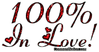 Click to get the codes for this image. 100 Percent In Love Red Glitter Text With Hearts, 100 Percent, Love Image Comment, Graphic or Meme for posting on FaceBook, Twitter or any blog!