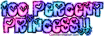 Click to get the codes for this image. 100 Percent Princess Purple Hearts Glitter Text, 100 Percent, Princess, Girly Stuff Image Comment, Graphic or Meme for posting on FaceBook, Twitter or any blog!