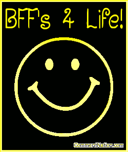 Click to get the codes for this image. This animated graphic shows a 3D yellow metallic smiley face rotating in space. The comment reads "BFF's 4 Life!" Show your Best Friend how important they are with this great animated graphic. Best Friends Forever!