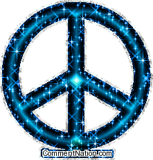Click to get the codes for this image. This glitter graphic shows a beautiful blue peace sign.