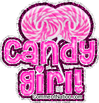 Click to get the codes for this image. This cute glitter graphic shows two pink swirly lollipops with the comment: Candy Girl!