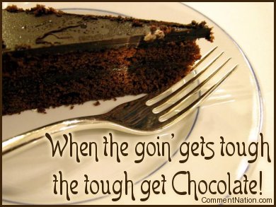 Click to get the codes for this image. This cute comment is perfect for chocolate lovers! It shows a photograph of a delicious looking chocolate cake with the comment: When the goin' gets tough, the tough get Chocolate!