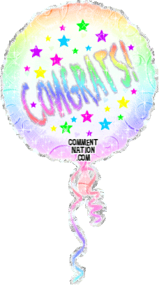Click to get the codes for this image. Send congratulations with this colorful glitter graphic. The picture shows a rainbow-colored glittered balloon with the comment "Congrats!"