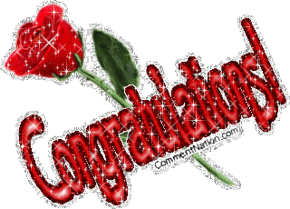 Click to get the codes for this image. Send congratulations with this beautiful glitter graphic. The picture shows one long-stemmed red rose with the comment "Congratulations!"