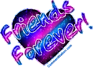 Click to get the codes for this image. Glitter graphic of a pink and purple heart with the comment: Friends Forever!