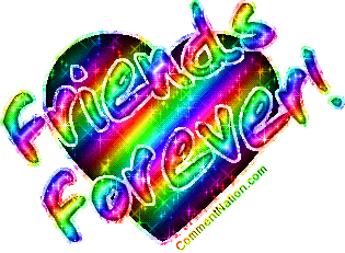 Click to get the codes for this image. Glitter graphic of a rainbow colored heart with the comment: Friends Forever!