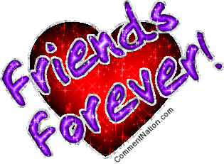 Click to get the codes for this image. Glitter graphic of a red heart with the comment: Friends Forever!