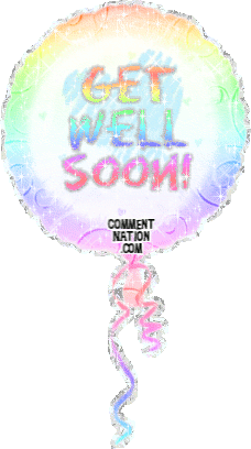 Click to get the codes for this image. If you know somebody who's feeling under the weather, send them Get Well wishes with this colorful balloon glitter graphic. The comment reads "Get Well Soon!"