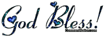 Click to get the codes for this image. God Bless Blue Green Glitter Text With Hearts, Christian, Words Image Comment, Graphic or Meme for posting on FaceBook, Twitter or any blog!