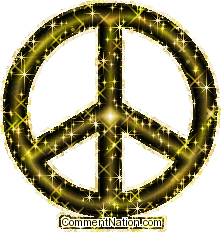 Click to get the codes for this image. This glitter graphic shows a beautiful gold peace sign.