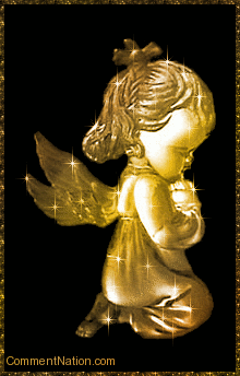 Click to get the codes for this image. This graphic features a golden cherub angel praying.