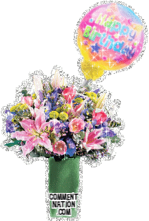 Click to get the codes for this image. Send Happy Birthday wishes with this glittered boguet of flowers including a colorful ballon with the comment "Happy Birthday"!