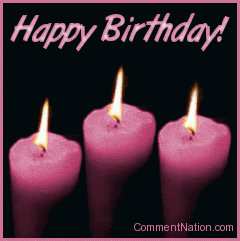 Click to get the codes for this image. This graphic features three beautiful animated pink candles. The flames are animated so the candles actually appear to be burning. The comment reads: Happy Birthday!