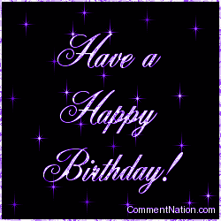 Click to get the codes for this image. Happy Birthday Purple Stars, Happy Birthday Image Comment, Graphic or Meme for posting on FaceBook, Twitter or any blog!