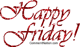 Click to get the codes for this image. Happy Friday Red Glitter Script, WeekDays Friday Image Comment, Graphic or Meme for posting on FaceBook, Twitter or any blog!