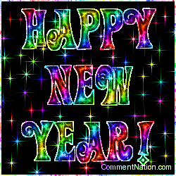 Click to get the codes for this image. Happy New Year Rainbow Stars, Newest Comments  Graphics, New Year Image Comment, Graphic or Meme for posting on FaceBook, Twitter or any blog!
