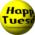 Click to get the codes for this image. This cute animated yellow smiley face graphic spins around. On one side is a smile on the other side is the comment: "Happy Tuesday!"