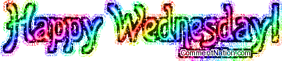 Click to get the codes for this image. Happy Wednesday Rainbow Glitter Text, WeekDays Wednesday Image Comment, Graphic or Meme for posting on FaceBook, Twitter or any blog!
