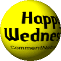 Click to get the codes for this image. This cute animated yellow smiley face graphic spins around. On one side is a smile on the other side is the comment: "Happy Wednesday!"