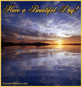 Click to get the codes for this image. This beautiful graphic shows a photo of a spectacular sunrise over an animated ocean. The comment reads: Have a Beautiful Day!