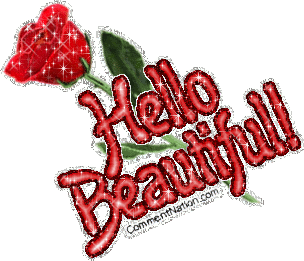 Click to get the codes for this image. This glitter graphic features a lovely long-stemmed red rose. The comment reads: Hello Beautiful!