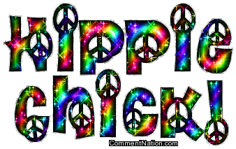 Click to get the codes for this image. Hippie Chick Rainbow Peace Sign Glitter Text, Newest Comments  Graphics, Words, Girly Stuff, Peace Image Comment, Graphic or Meme for posting on FaceBook, Twitter or any blog!