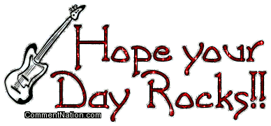 Click to get the codes for this image. Hope Your Day Rocks Glitter Text With Guitar, Have a Great Day Image Comment, Graphic or Meme for posting on FaceBook, Twitter or any blog!