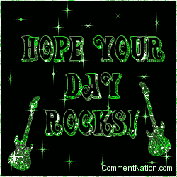 Click to get the codes for this image. Hope Your Day Rocks Green Stars, Have a Great Day Image Comment, Graphic or Meme for posting on FaceBook, Twitter or any blog!