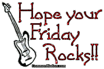 Click to get the codes for this image. Hope Your Friday Rocks Glitter Text With Guitar, WeekDays Friday Image Comment, Graphic or Meme for posting on FaceBook, Twitter or any blog!