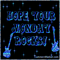Click to get the codes for this image. Hope Your Monday Rocks Blue Stars, WeekDays Monday Image Comment, Graphic or Meme for posting on FaceBook, Twitter or any blog!