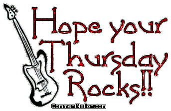 Click to get the codes for this image. Hope Your Thursday Rocks Glitter Text With Guitar, WeekDays Thursday Image Comment, Graphic or Meme for posting on FaceBook, Twitter or any blog!