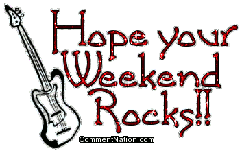 Click to get the codes for this image. Hope Your Weekend Rocks Glitter Text With Guitar, Have a Great Weekend Image Comment, Graphic or Meme for posting on FaceBook, Twitter or any blog!