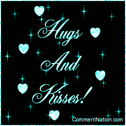 Click to get the codes for this image. Hugs And Kisses Aqua Stars, Hugs  Kisses Image Comment, Graphic or Meme for posting on FaceBook, Twitter or any blog!
