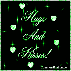 Click to get the codes for this image. Hugs And Kisses Green Stars, Hugs  Kisses Image Comment, Graphic or Meme for posting on FaceBook, Twitter or any blog!