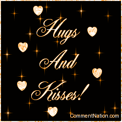 Click to get the codes for this image. Hugs And Kisses Orange Stars, Hugs  Kisses Image Comment, Graphic or Meme for posting on FaceBook, Twitter or any blog!