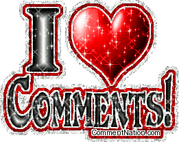 Click to get the codes for this image. This cute glitter graphic has a glittered red heart and the comment reads: I Love Comments!