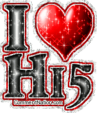 Click to get the codes for this image. This cute glitter graphic has a glittered red heart and the comment reads: I Heart Hi5!