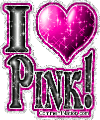 Click to get the codes for this image. This cute glitter graphic has a glittered pink heart and the comment reads: I Love Pink!