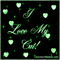 Click to get the codes for this image. I Love My Cat Green Stars, Animals Cats Image Comment, Graphic or Meme for posting on FaceBook, Twitter or any blog!