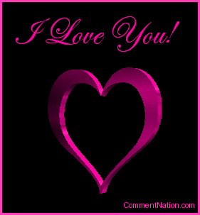 Click to get the codes for this image. This beautiful graphic shows a pink rotating 3D heart. The comment reads "I Love You!"